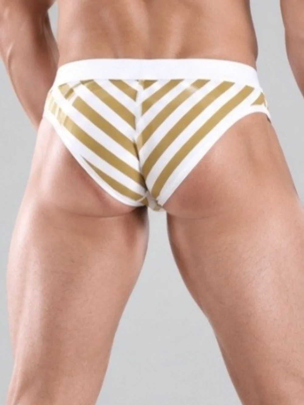 Men's Striped Gold & White Briefs - Premium Comfort